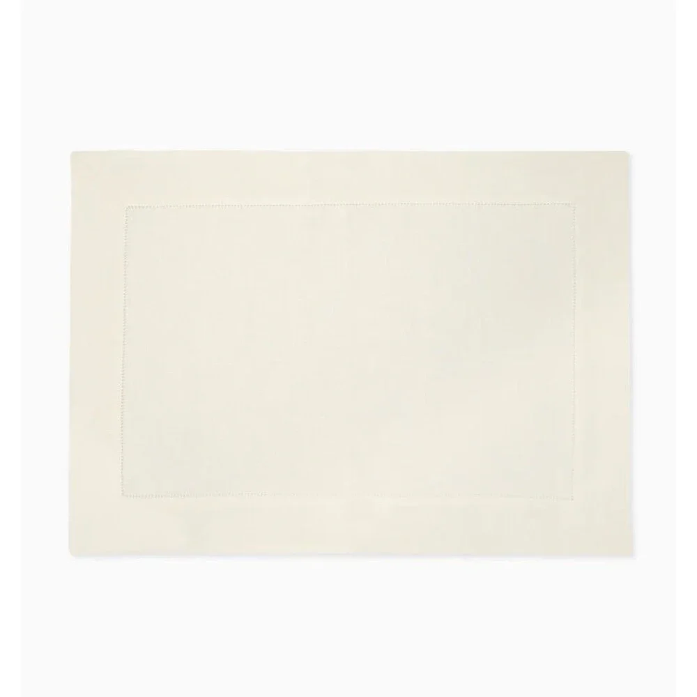 Sferra Festival Placemats Set of 4 14x20 Eggshell 100% Linen Hemstitch